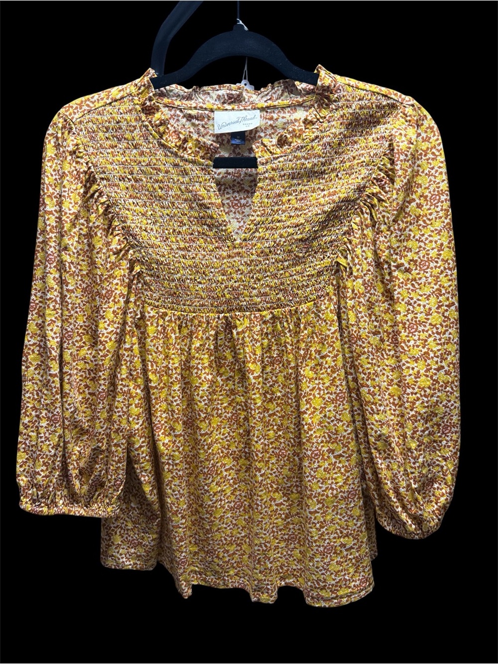 Universal Thread Yellow Floral Smocked Boho Blouse
